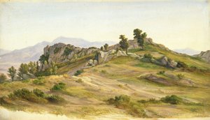 Serpentara ved Olevano, 1824 (olie på papir monteret på kort)